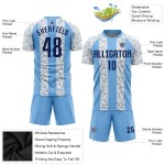 Leichtes, individuelles Fußballtrikot in Blau mit Sublimationsdruck, Marineblau-Weiß