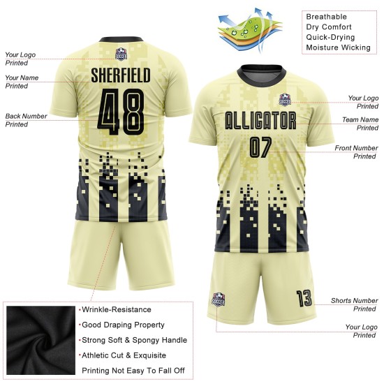 Heimtrikot Schwarz Creme Sublimation Custom Fußball Heimtrikot Schwarz Creme Sublimation Custom Fußball