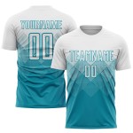 Benutzerdefinierte Teal Jersey Uniform Weiß Fußball Sublimation