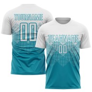 Benutzerdefinierte Teal Jersey Uniform Weiß Fußball Sublimation