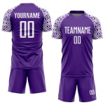 Sublimationsuniform, geometrisches weißes Fußball-Form-Lila-Custom-Trikot