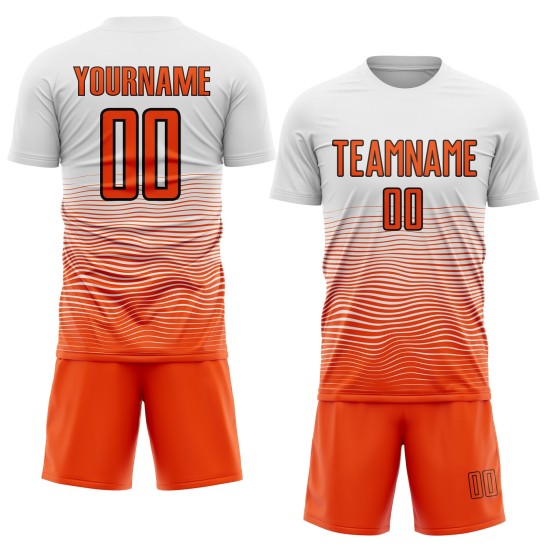 Jersey Sublimation Uniform Weiß Custom Line Gradient Orange-Schwarz Fußball