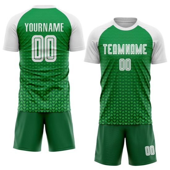 Grüne Uniform Weiß Fußball Jersey Kelly Sublimation Custom