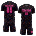 Pink-Orange Custom Sublimation Fußball Jersey Schwarze Uniform Pink-Orange Custom Sublimation Fußball Jersey Schwarze Uniform