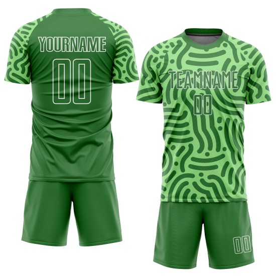 Grüne Uniform Custom Jersey Kelly Fußball Neon Sublimation Grün-Weiß