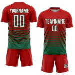 Mode Custom Sublimation Green Jersey Fußball Weiß-Kelly Uniform Nadelstreifen Fade Red