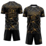 Benutzerdefinierte Fußball alte schwarze Trikot Sublimation Gold Uniform