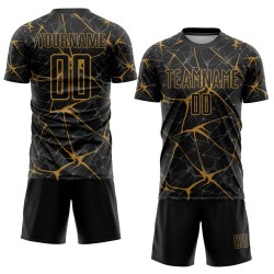 Benutzerdefinierte Fußball alte schwarze Trikot Sublimation Gold Uniform