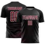 Geometrische benutzerdefinierte schwarze Sublimation Fußball Linien Uniform Jersey Crimson-Weiß Geometrische benutzerdefinierte schwarze Sublimation Fußball Linien Uniform Jersey Crimson-Weiß