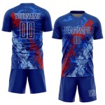 Royal Custom Sublimation Fußballuniform Blau Rot-Licht Tropfendes Trikot Splatter Art