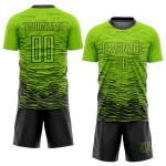 Sublimation Schwarzes Trikot Benutzerdefinierte Uniform Grün Neon Fußball
