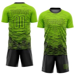 Sublimation Schwarzes Trikot Benutzerdefinierte Uniform Grün Neon Fußball