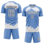 Hellweiß-Schwarz Abstraktes Fußballtrikot Uniform Blau Sublimation Custom Art Fragment