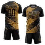 Fußballtrikot Gold Sublimation Uniform Schwarz Old Custom
