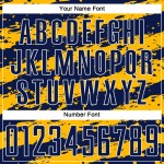 Uniform Fußballtrikot Marineblau Gold-Weiß Sublimation Splash Custom