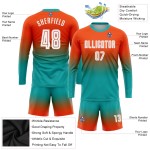 Fußball Ärmel Custom Uniform Weiß-Aqua Fade Fashion Jersey Sublimation Orange Lange