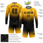 Fashion Fade Uniform Ärmel Lange Sublimation Schwarz Jersey Custom Gold Fußball
