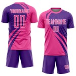 Sublimationslinien Lila-Weiß Fußball Rosa Uniform Curve Custom Jersey