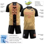 Fußballtrikot Alte Sublimation Uniform Sharp Schwarz-Rot Gold Benutzerdefinierte Formen