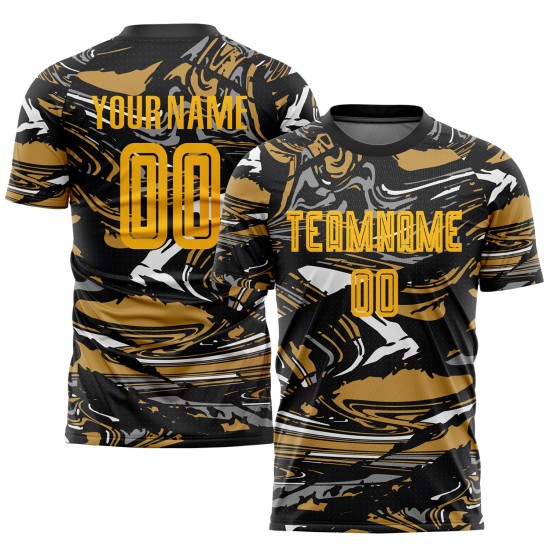 Abbildung Gold-Alte Uniform Sublimation Custom Fußball Jersey Gold