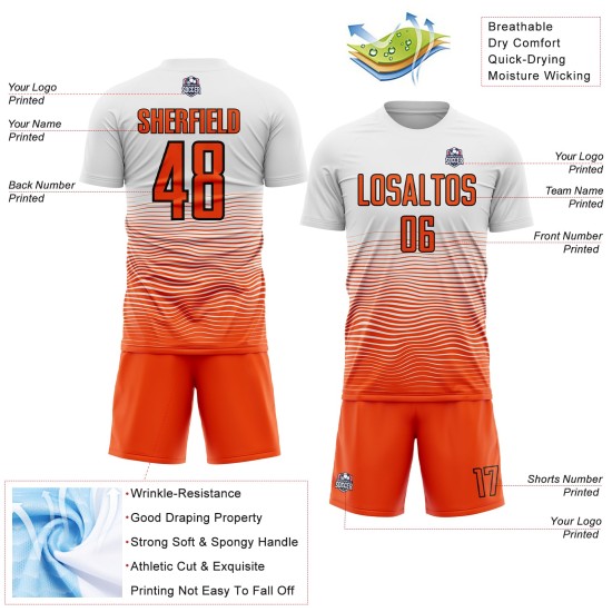 Jersey Sublimation Uniform Weiß Custom Line Gradient Orange-Schwarz Fußball