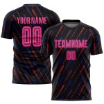 Pink-Orange Custom Sublimation Fußball Jersey Schwarze Uniform Pink-Orange Custom Sublimation Fußball Jersey Schwarze Uniform