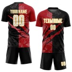 Weiß Rot-Gelb Scratch Uniform Sublimation Custom Jersey Muster Graffiti Fußball Schwarz